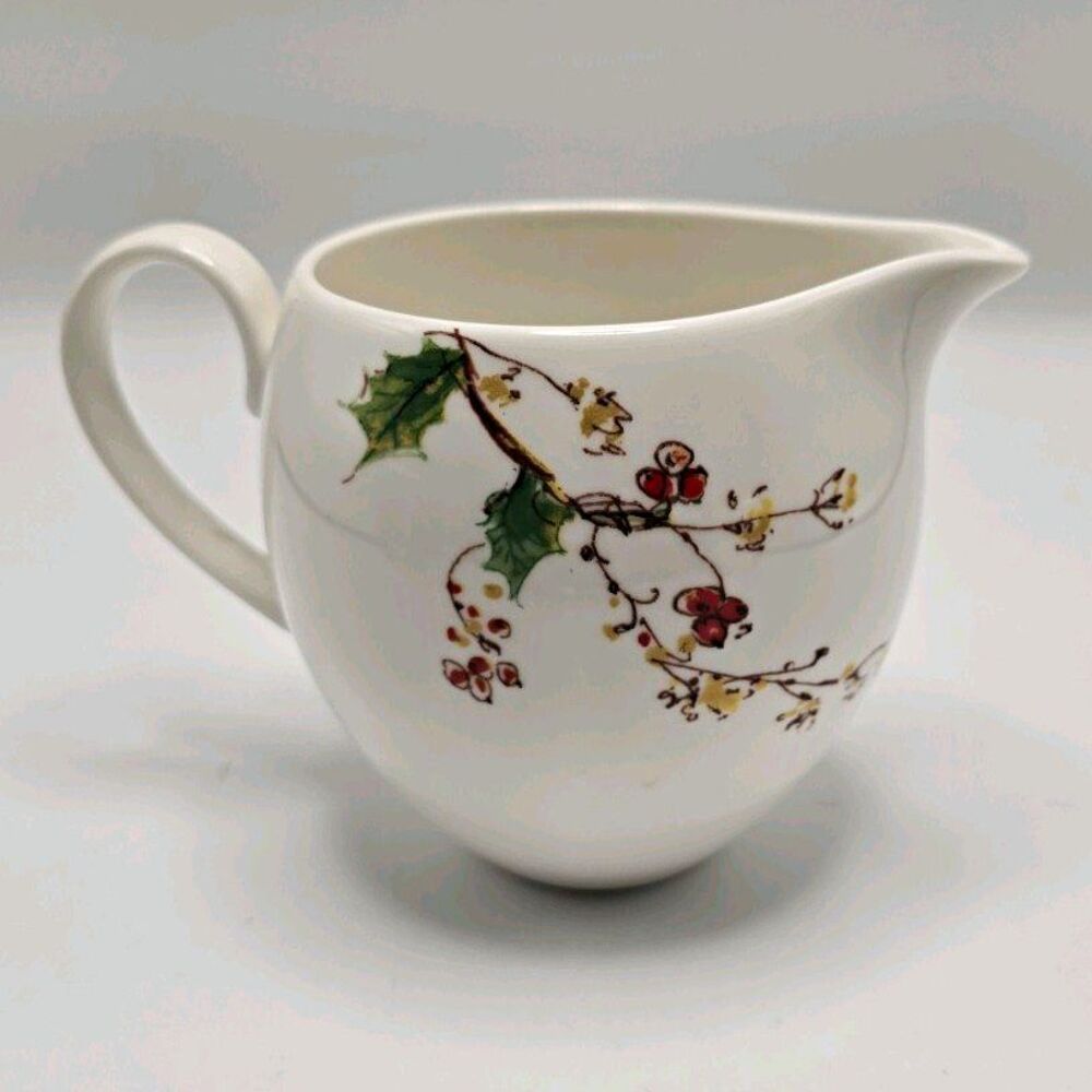 Lenox Winter Song Creamer Pitcher White Fine China Holly Berries Christmas